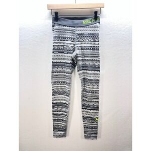 Nike Pro Geometric Leggings Womens S Dri Fit Activewear Stretch 3136